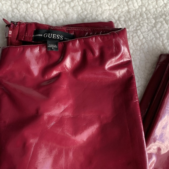 Guess Cherry Red Faux Leather Legging Pants - Picture 2 of 3